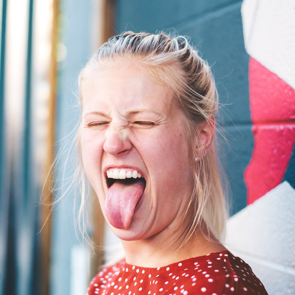 Girl smiling with tongue out